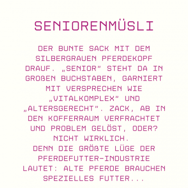 Seniorenmüsli: Was alte Pferde wirklich brauchen und was nicht